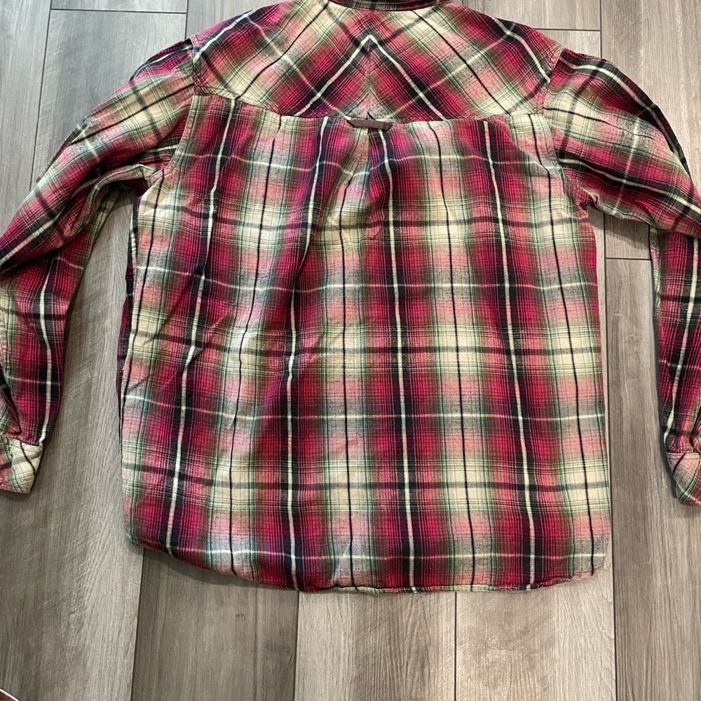 Men’s Plaid Button-Up Shirt - Red and Green - Picture 9 of 9